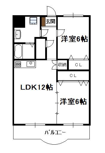 レイクヒルズ(2LDK/3階)の間取り写真