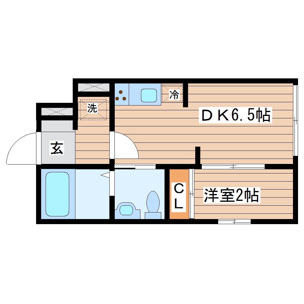 アスコット八幡(1DK/1階)の間取り写真