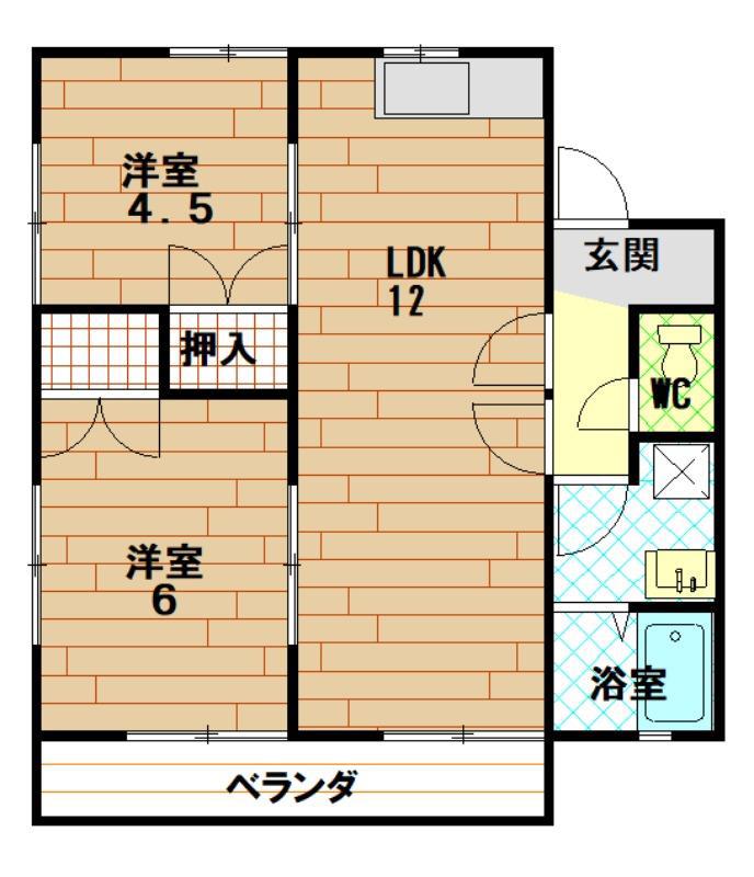 ファミール愛川(2LDK/2階)の間取り写真