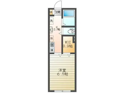 プレジール八幡町(1K/2階)の間取り写真