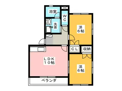 リバーサイド本郷(2LDK/1階)の間取り写真