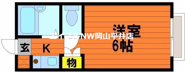 ビューハウス平井(1K/2階)の間取り写真