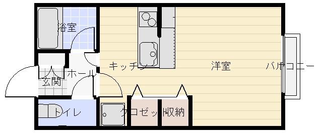 DIコーポサンライズA(ワンルーム/1階)の間取り写真