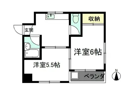マンション内村(2K/2階)の間取り写真