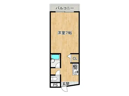 シャルマン南福岡(1K/4階)の間取り写真
