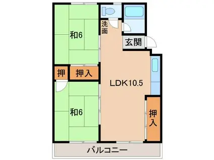第2矢田マンション(2LDK/4階)の間取り写真