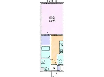 ヴァンベール京町(1K/5階)の間取り写真