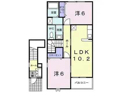 コージーコートSAKURA(2LDK/2階)の間取り写真