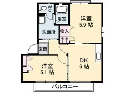 グリーンヴィレッジA棟(2DK/1階)の間取り写真