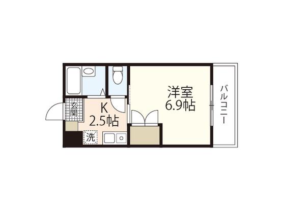 エスポワール牧村(1K/3階)の間取り写真