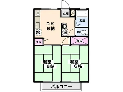 アップタウン南大沢(2DK/1階)の間取り写真