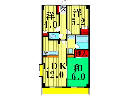 藤和シティホームズ竹ノ塚パークサイド(3LDK/6階)の間取り写真