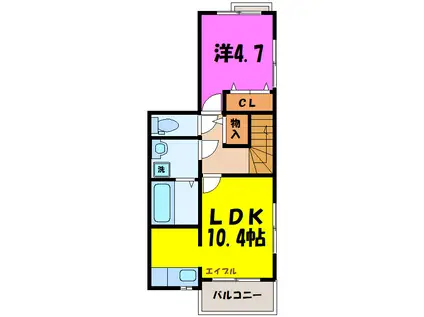 ルノン上新田(1LDK/2階)の間取り写真