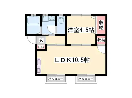 パナハイツ山田(1LDK/2階)の間取り写真