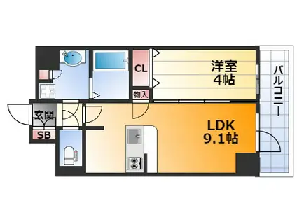 ディームス新大阪(1LDK/12階)の間取り写真