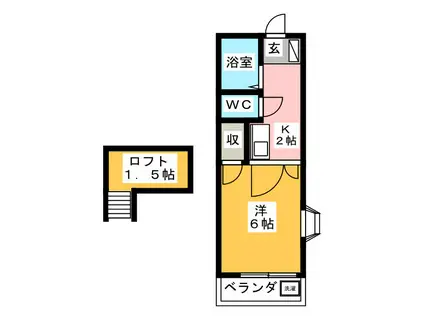R.S.ALLEGIANCE(1K/2階)の間取り写真
