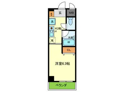 シュプレーム堺(1K/7階)の間取り写真