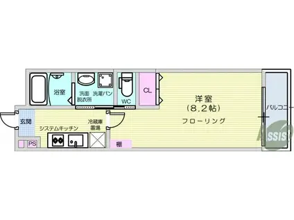 アリュール愛宕橋(1K/3階)の間取り写真