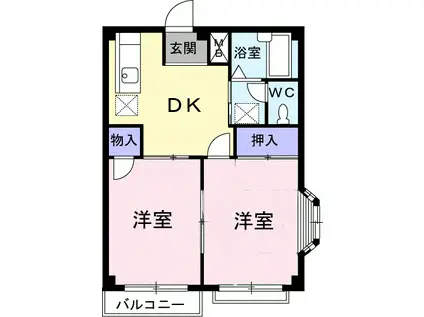 エルディム増井(2DK/2階)の間取り写真