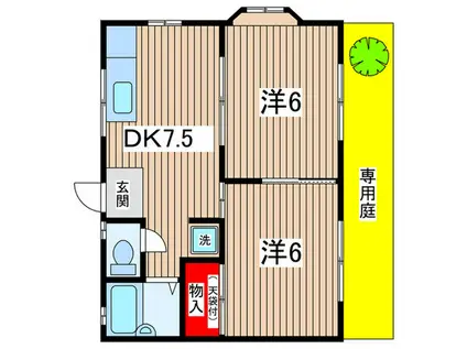 飯塚コーポ(2DK/1階)の間取り写真