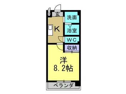 ラフィネ鯉江本町(1K/6階)の間取り写真