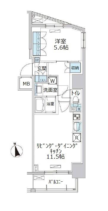 PARK AXIS東上野(1LDK/12階)の間取り写真