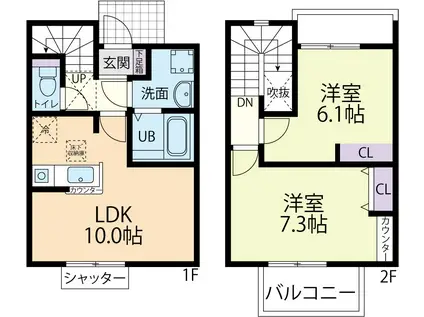 KAROTTE GARDEN(2LDK/1階)の間取り写真