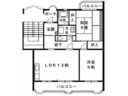 富士見中野マンション(3DK/4階)の間取り写真