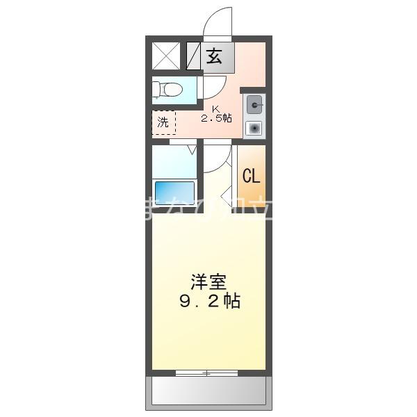 A・CITY弁天(1K/3階)の間取り写真