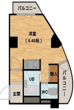 ヒルズ六甲(ワンルーム/4階)の間取り写真