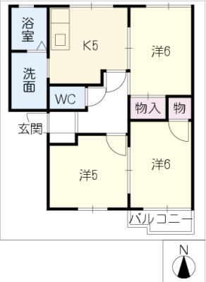 マドンナB(3K/2階)の間取り写真