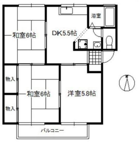 フローレス93 A棟(3DK/1階)の間取り写真