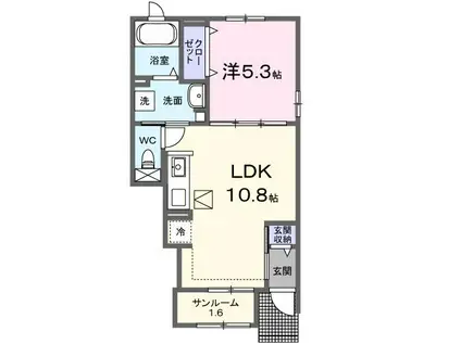 A・WアヴェニューIV(1LDK/1階)の間取り写真