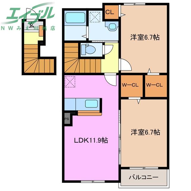 ステラK・I(2LDK/2階)の間取り写真