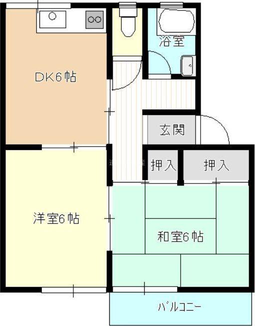 パルハウス曳馬II(2DK/2階)の間取り写真