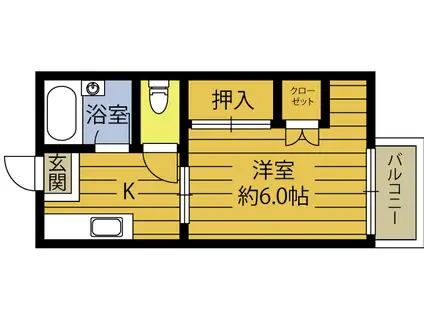 ユーハイツ豊岡(1K/2階)の間取り写真
