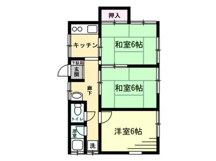 下峰荘(3K/1階)の間取り写真