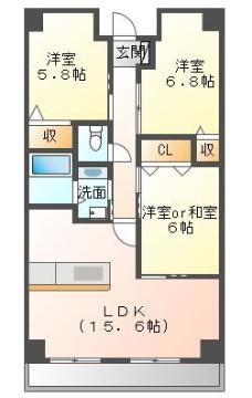 プラスパー旭通(3LDK/5階)の間取り写真