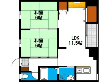 車屋マンション(2LDK/2階)の間取り写真