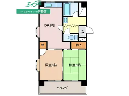 ホーマットサウス(2DK/3階)の間取り写真