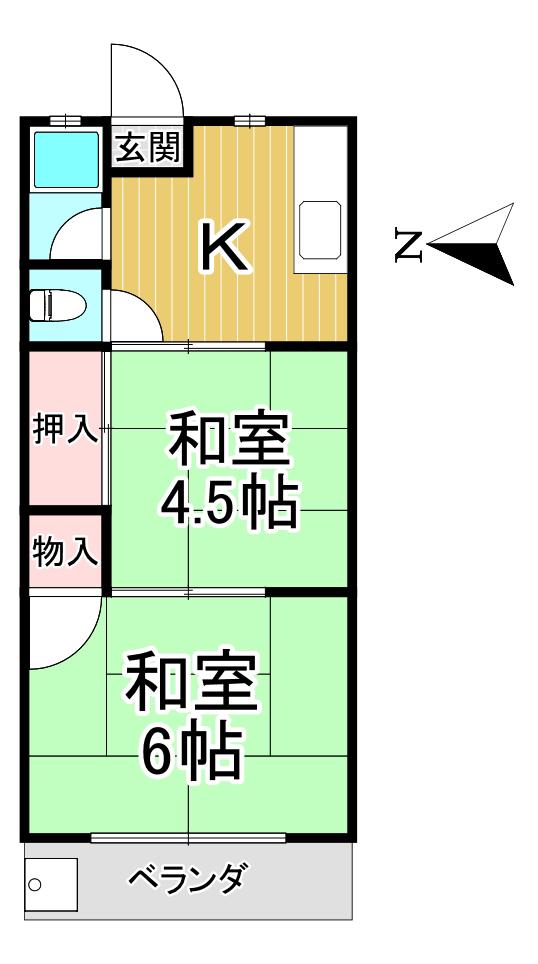 パルテール立花(2K/2階)の間取り写真
