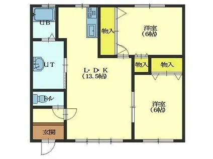 ヒルトン函館戸倉II(2LDK/2階)の間取り写真