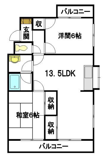 アークヒルズWATANABE10(2LDK/2階)の間取り写真