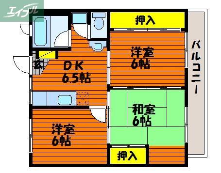 プリンスマンション(3DK/3階)の間取り写真