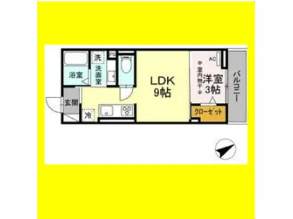 D-ROOMエムツー(1LDK/2階)の間取り写真