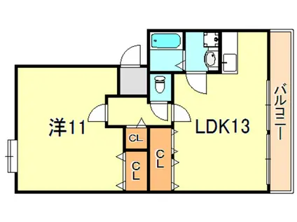 パラシオン有瀬(1LDK/3階)の間取り写真