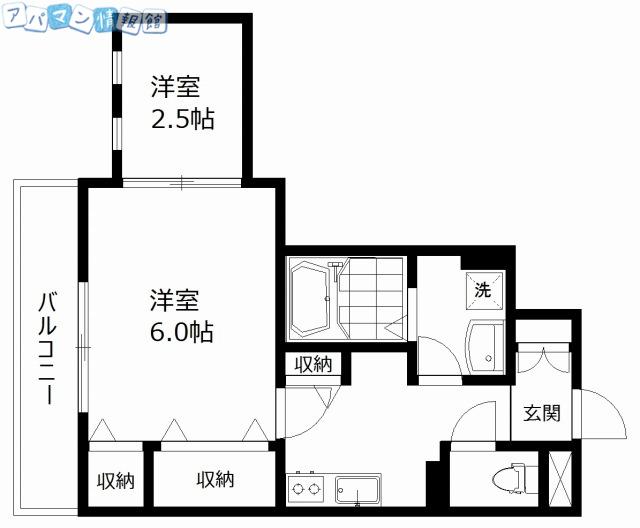 アーバン上大川前(1SK/2階)の間取り写真