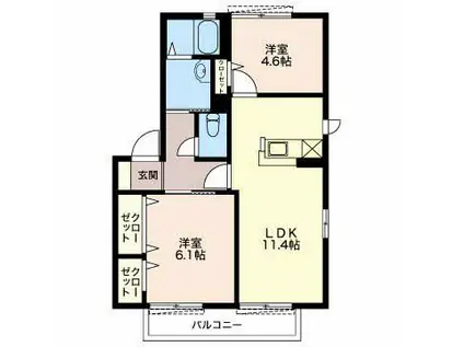 パールハイツA(2LDK/2階)の間取り写真