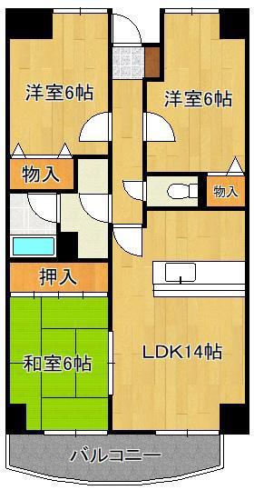 ヴィラ森田(3LDK/3階)の間取り写真
