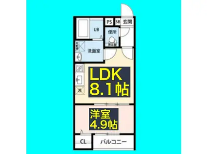 T.A明前町A棟(1LDK/1階)の間取り写真
